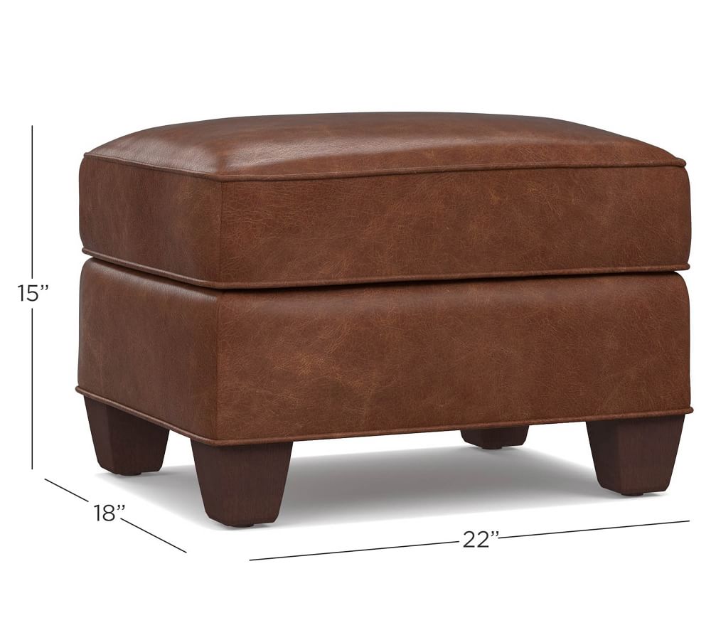 Irving Leather Storage Ottoman Pottery Barn