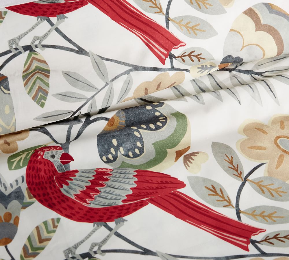 Jolly Bird Organic Percale Duvet Cover & Shams Pottery Barn
