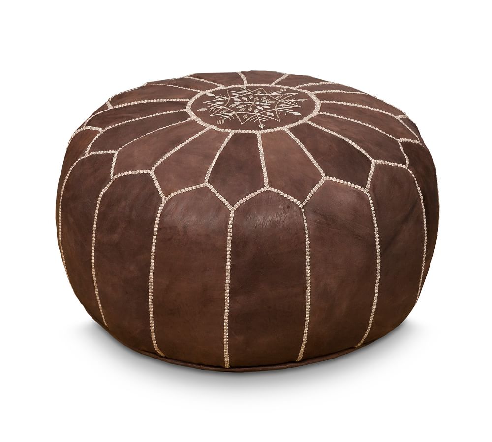 50% Off Moroccan pouf in leather Handmade Artisanal pouf