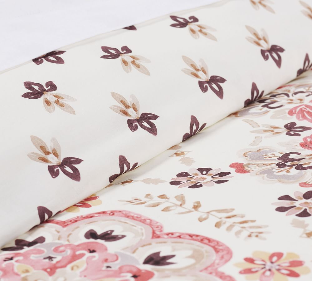 Lila Reversible Organic Percale Patterned Duvet Cover & Sham Pottery Barn