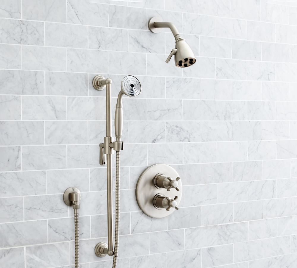 Pearson Cross Handle Thermostatic Shower Set with Handshower | Pottery Barn