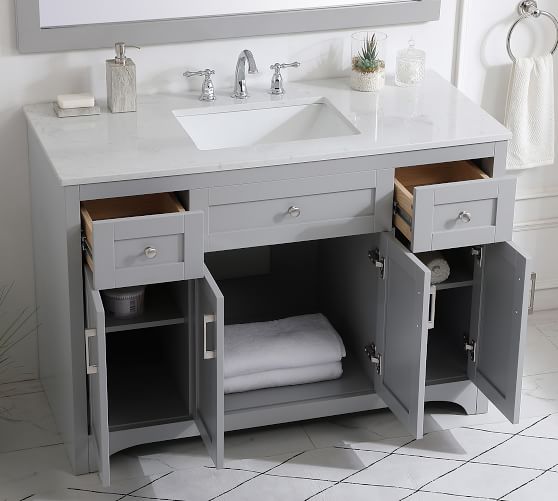 Cedra 48 Single Sink Vanity Pottery Barn, Single 48 Inch Bathroom Vanity Cabinet
