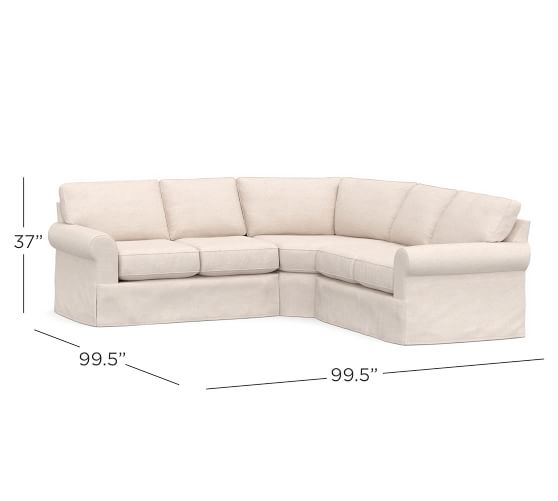 Buchanan Roll Arm Fabric 3-Piece L-Shaped Wedge Sectional | Pottery Barn