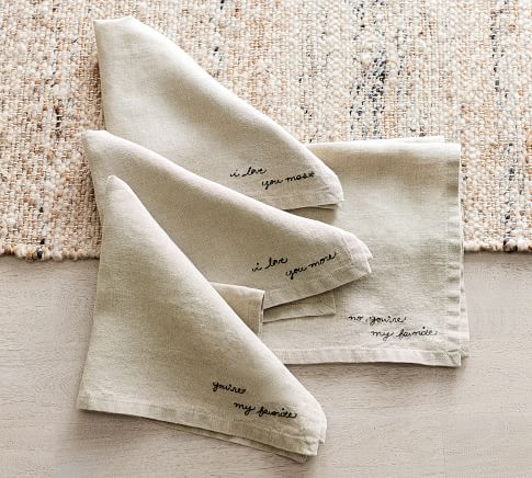 Favorite Embroidered Assorted Linen Napkins - Set of 4