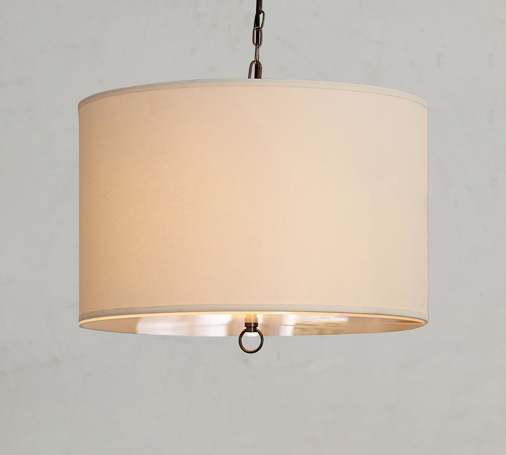 pottery barn linen drum pendant