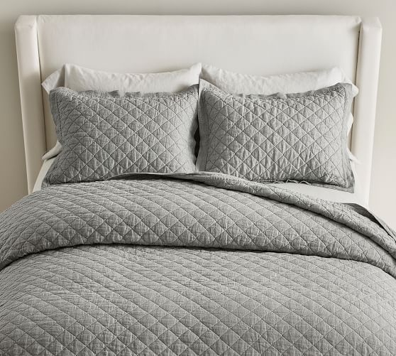 pottery barn belgian flax linen diamond quilt