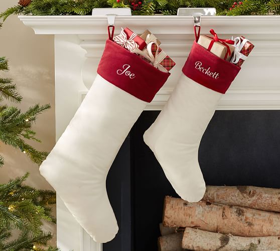 Details about   NEW Pottery Barn Ivory Channel Quilted Velvet Stocking Medium *Melina* Monogram 