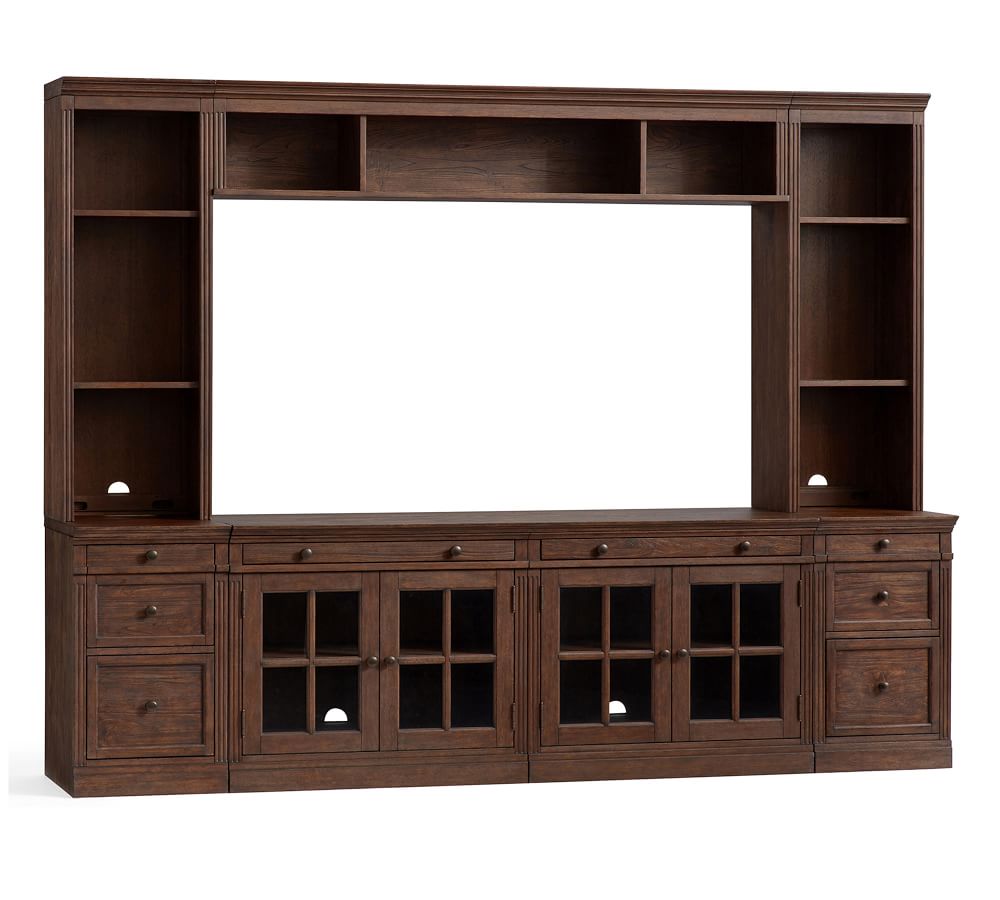 Livingston 7Piece Entertainment Center with Glass Gray Wash