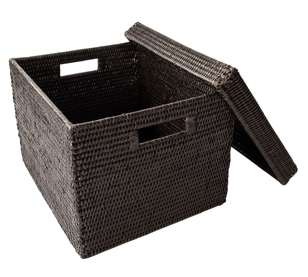 Tava Handwoven Rattan Letter File Box With Lid Pottery Barn