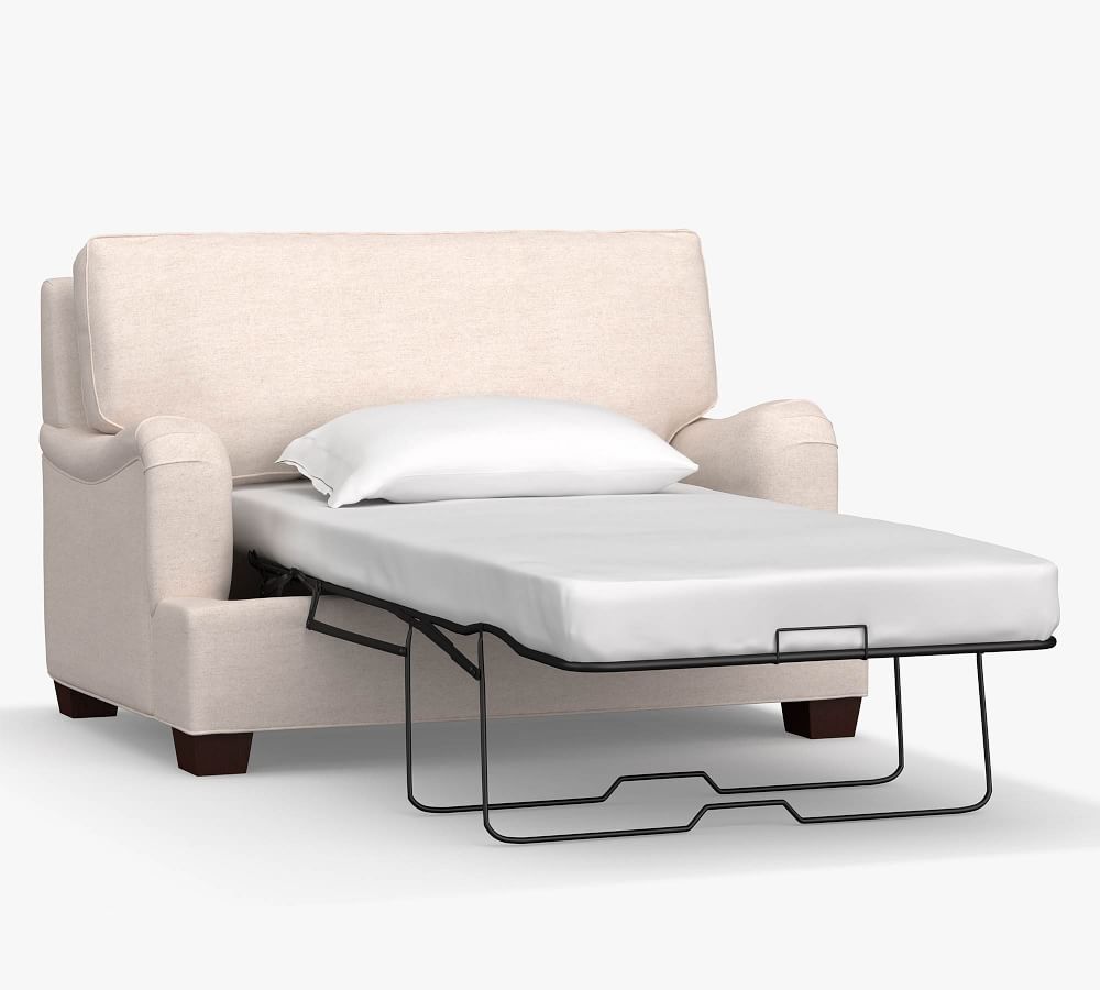 PB English Arm Upholstered Twin Sleeper Sofa with Memory Foam Mattress