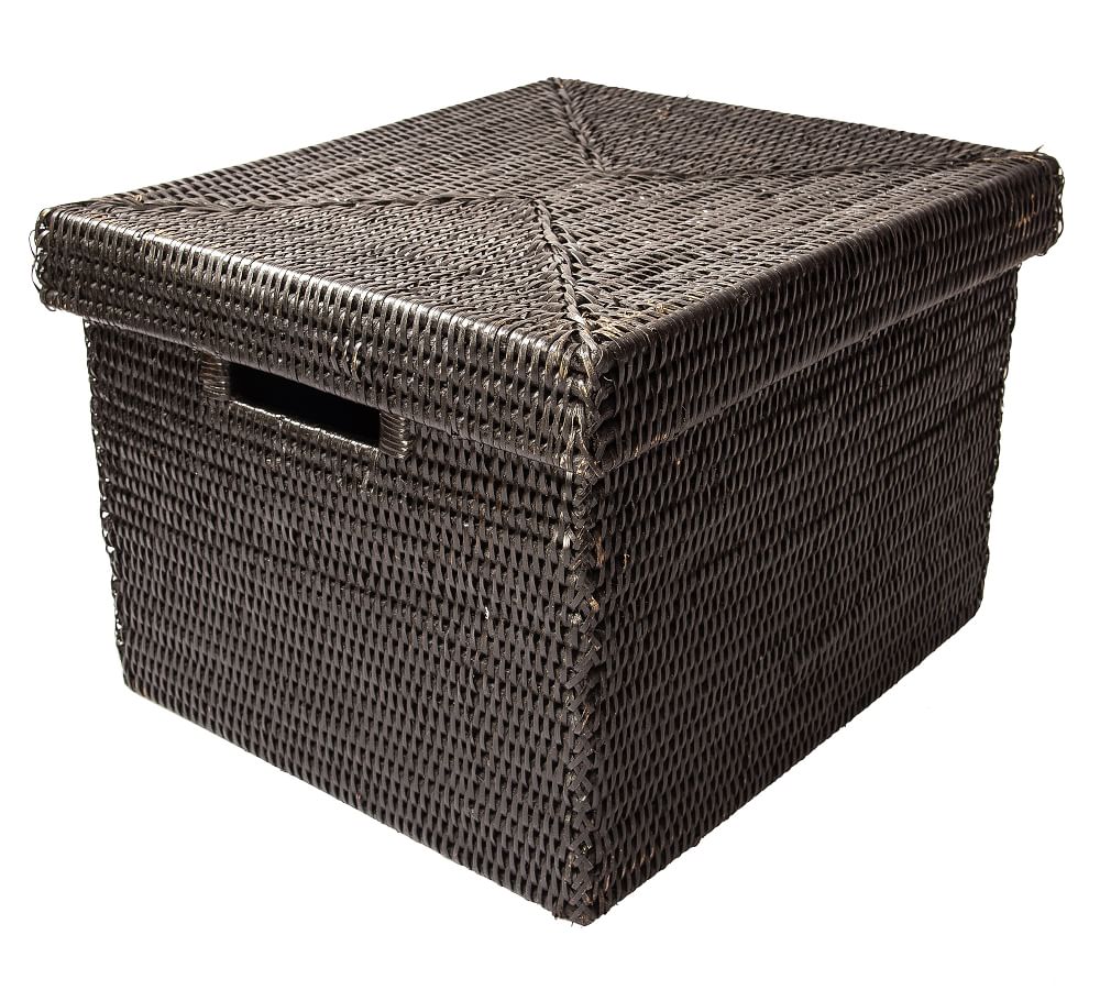 Tava Handwoven Rattan Letter File Box With Lid Pottery Barn