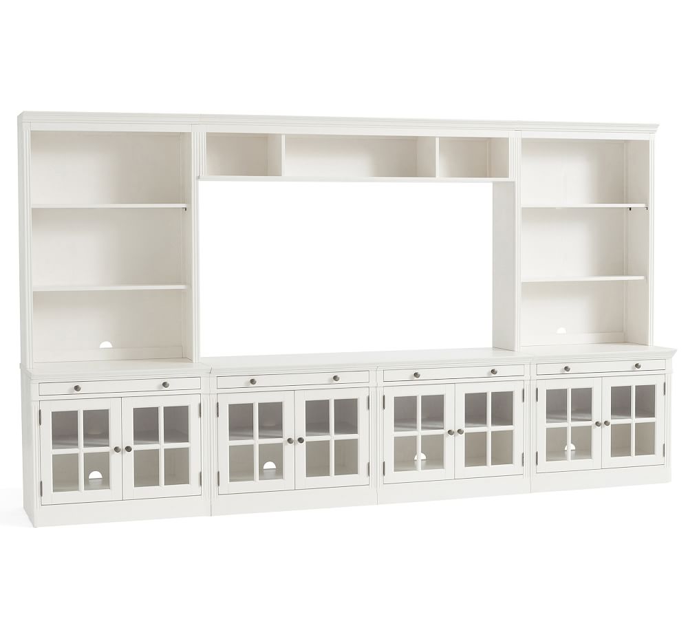 Livingston 7Piece Entertainment Center with Glass Gray Wash