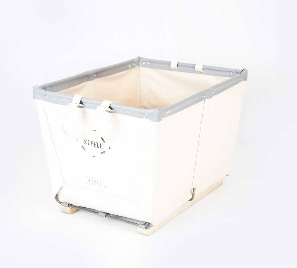 Medium Canvas Laundry Basket on Wood Runners Pottery Barn
