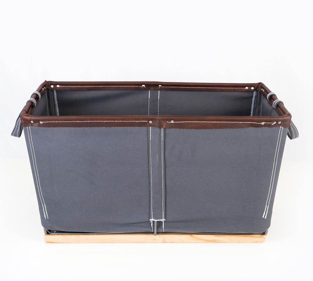 Large Canvas Laundry Basket on Wood Runners Pottery Barn