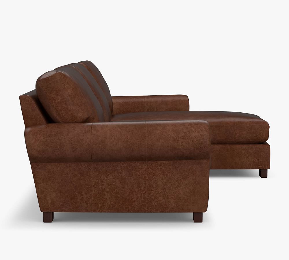 Turner Roll Arm Leather Sofa Chaise Sectional Pottery Barn