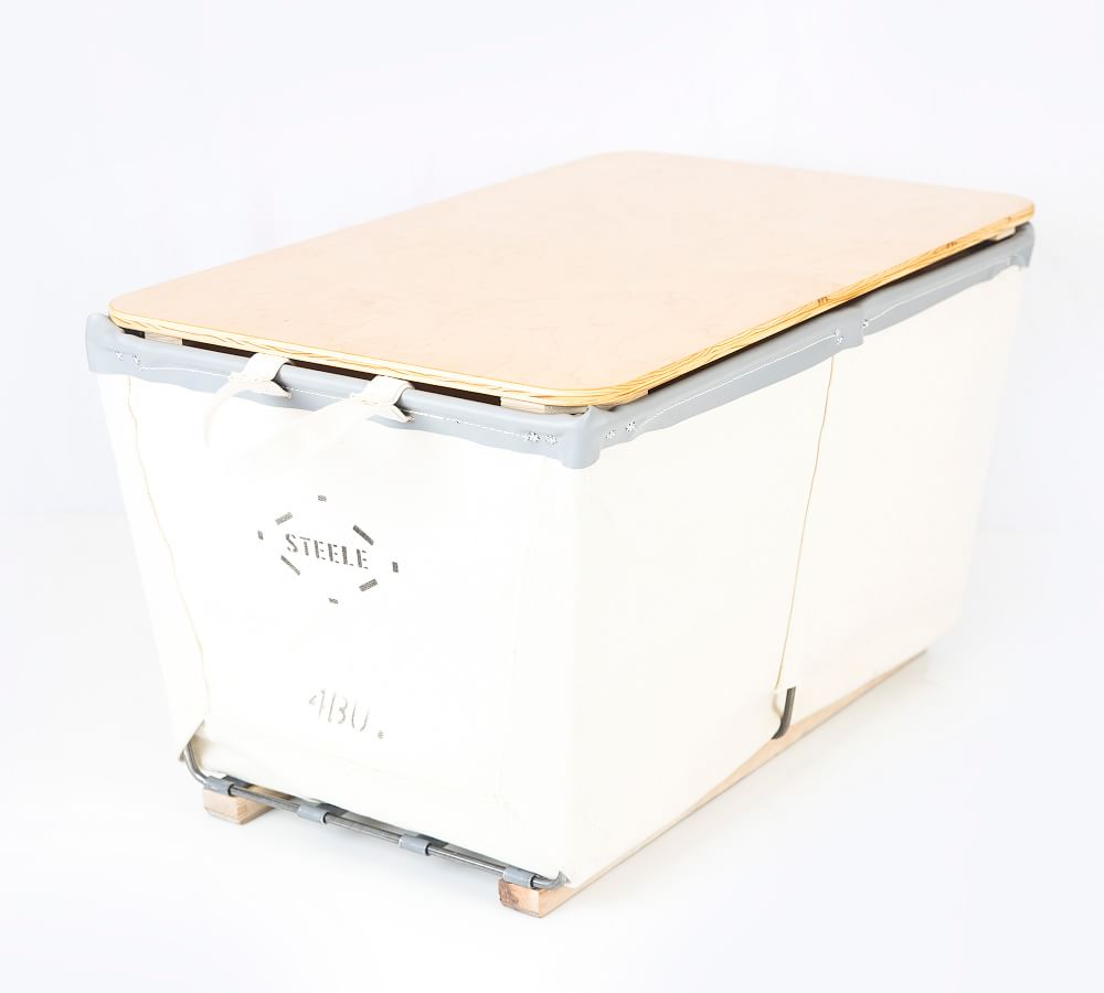 Large Canvas Laundry Basket on Wood Runners Pottery Barn