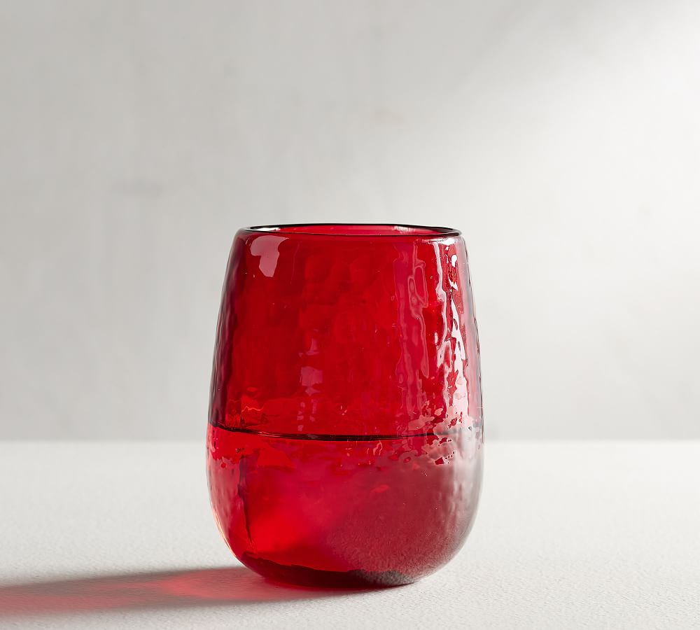 Handmade Hammered Stemless Wine Glasses Pottery Barn