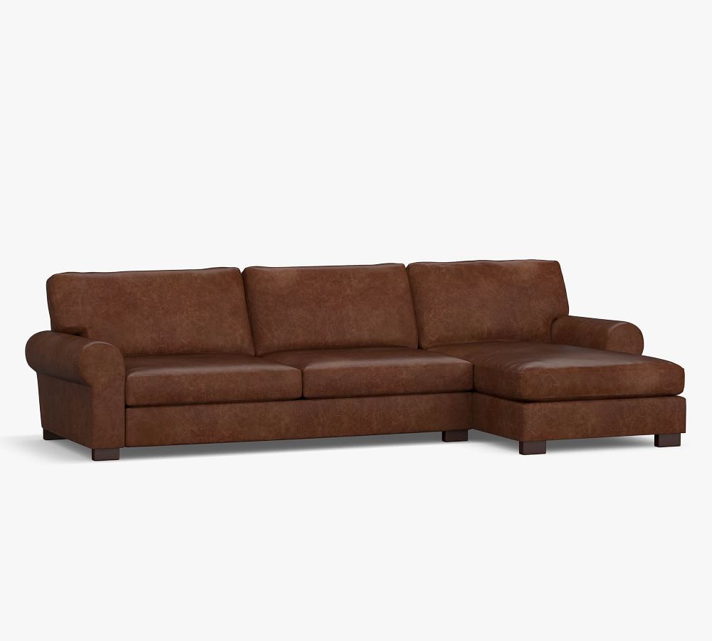Turner Roll Arm Leather Sofa Chaise Sectional Pottery Barn