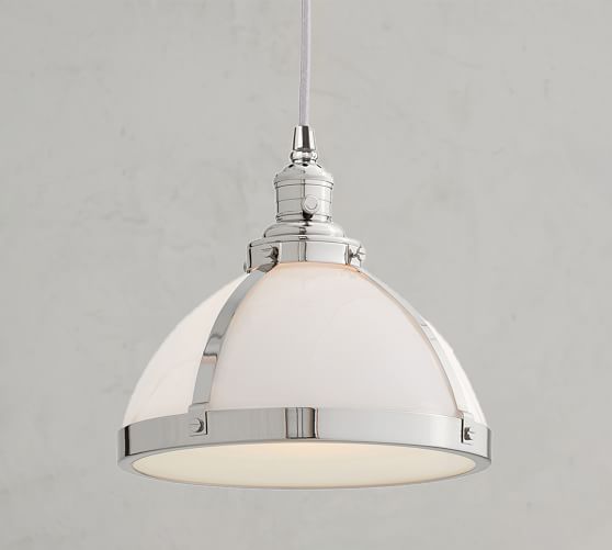 Industrial Milk Glass Cord Pendant 