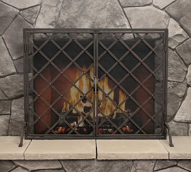 Iron Weave Open Door Fireplace Screens | Pottery Barn