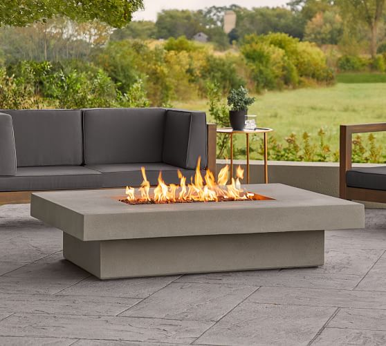 Low Rectangular Propane Fire Table, Rectangular Concrete Fire Pit Patio