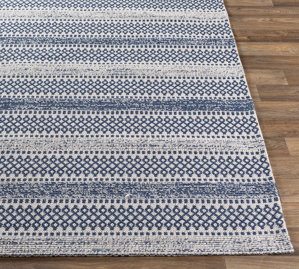 Loida Machine Washable Striped Cotton Rug Pottery Barn