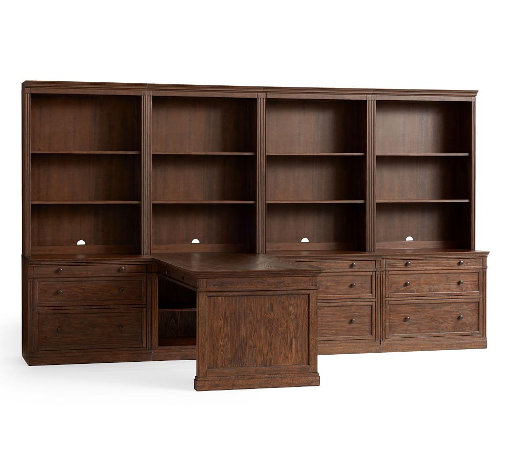 Livingston Peninsula Desk with 140" Bookcase Suite Pottery Barn