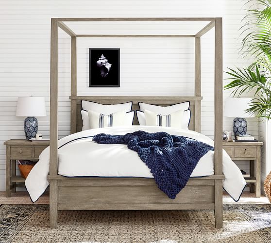 Farmhouse Canopy Bed Wooden Beds, Farmhouse King Bed Sheets