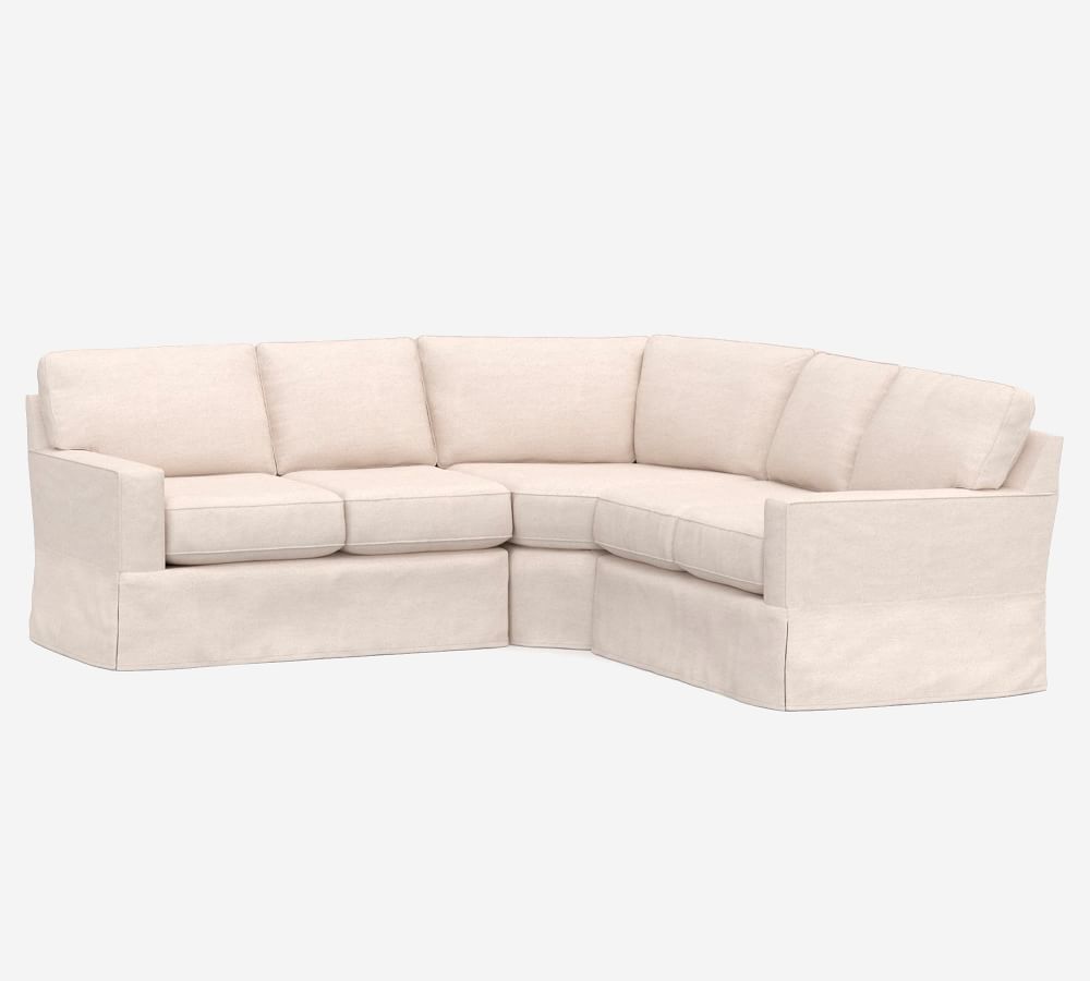 Buchanan Square Arm Fabric 3Piece LShaped Wedge Sectional Pottery Barn