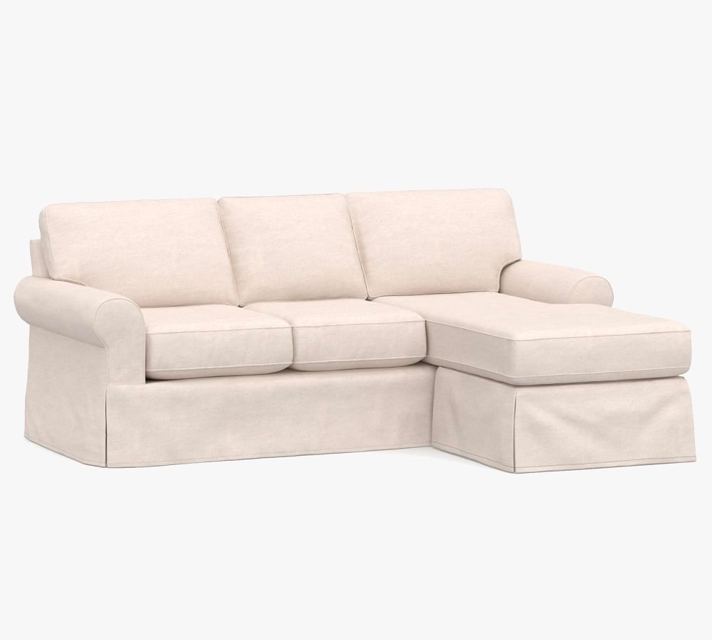 Buchanan Roll Arm Slipcovered Sofa with Reversible Chaise Sectional