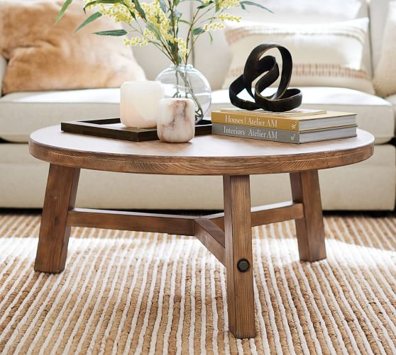 Rustic Farmhouse 44 Round Coffee Table, Pics Of Round Coffee Tables