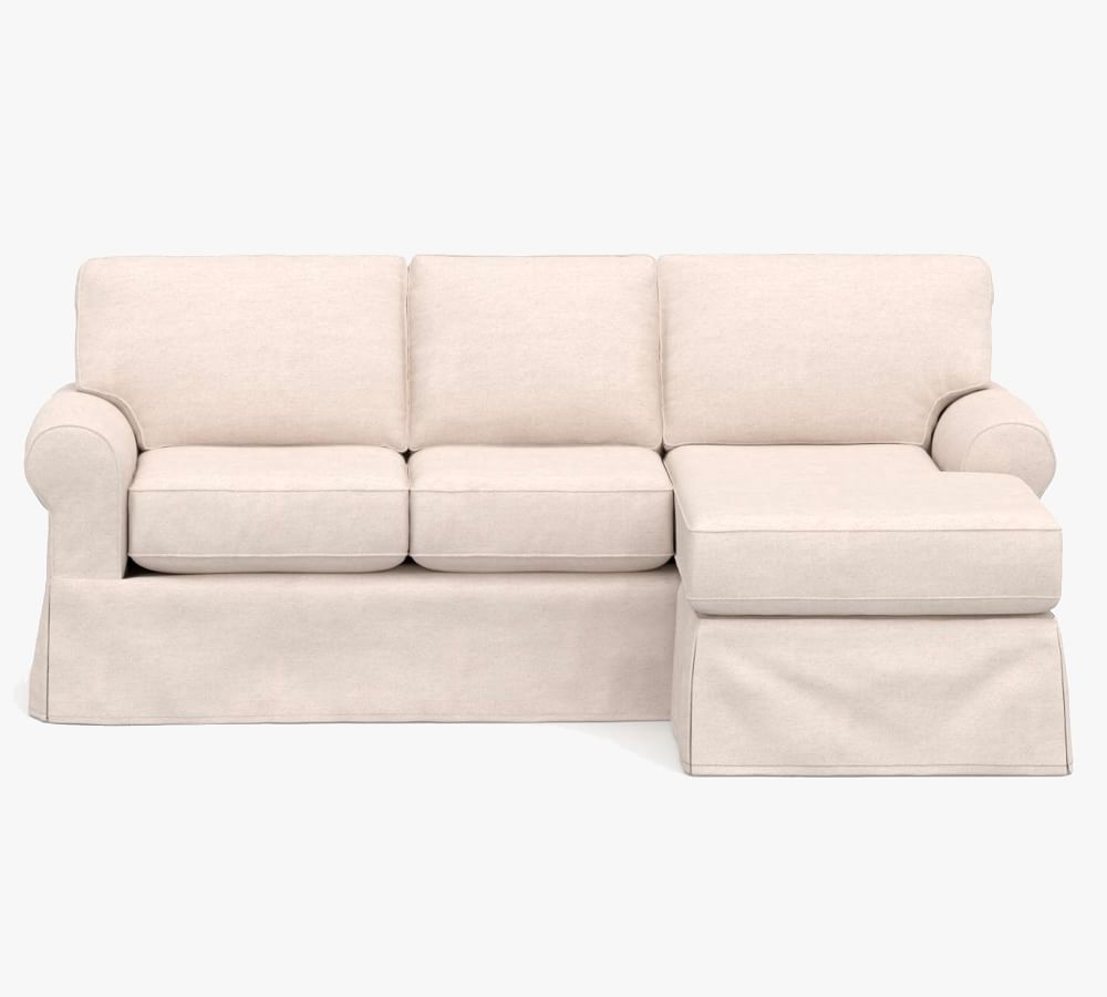 Buchanan Roll Arm Slipcovered Sofa with Reversible Chaise Sectional Pottery Barn