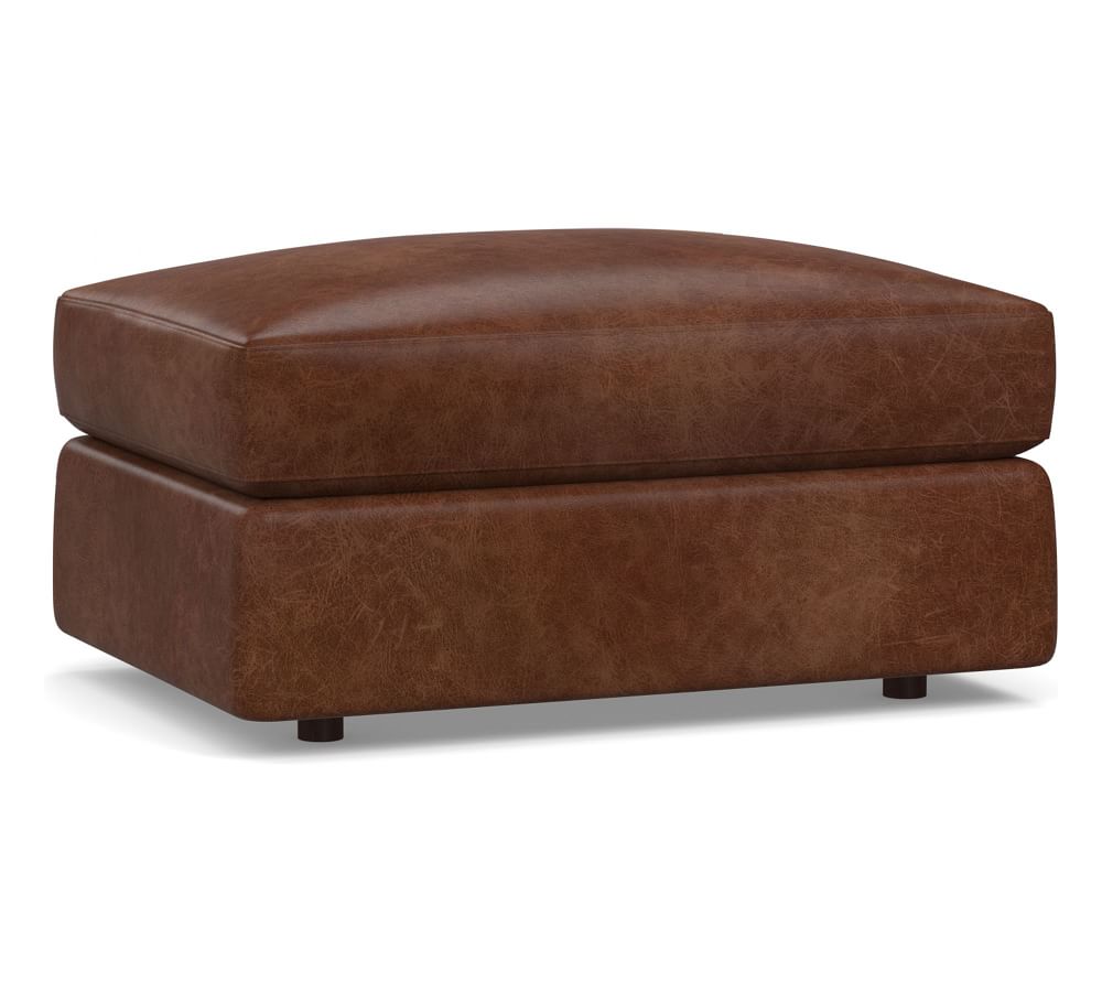 Carmel Leather Sectional Ottoman | Pottery Barn