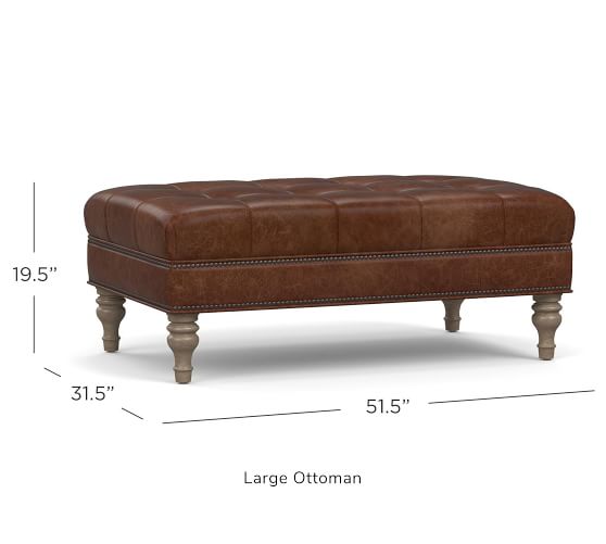 Martin Tufted Leather Ottoman Pottery, Distressed Leather Ottoman Rectangle Bed