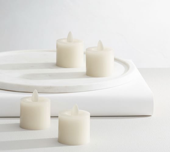LED Lighted Flickering Votive Candles White Flameless Candles Tea Lights 
