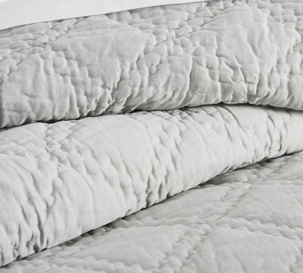 Washed Sateen Handcrafted Quilt & Shams Pottery Barn
