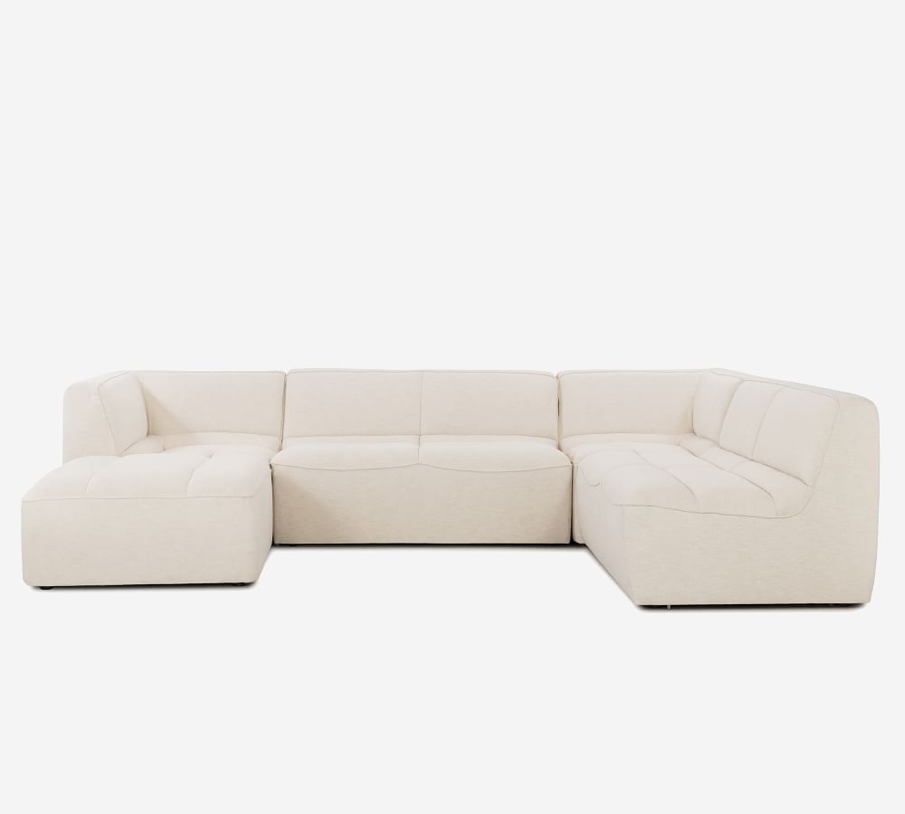 Arlo Upholstered 5-Piece Sectional with Ottoman | Pottery Barn