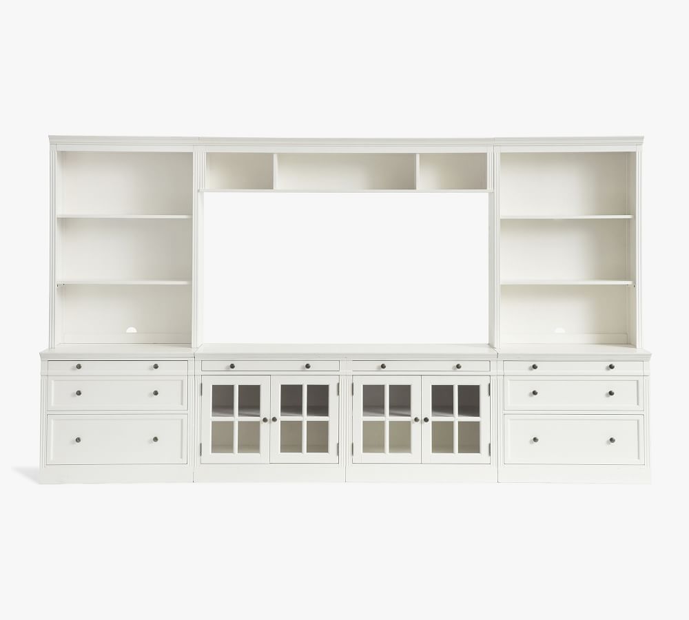 Livingston 7Piece Entertainment Center with Glass Gray Wash