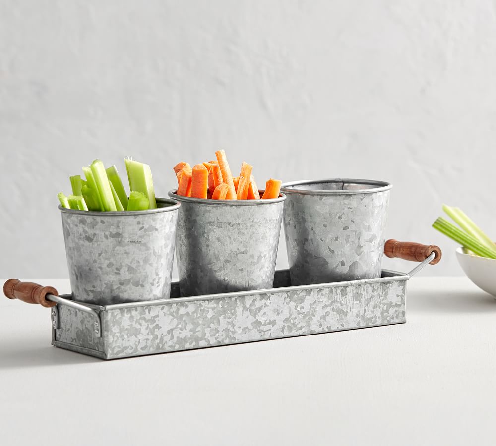 Galvanized Metal Condiment & Tray Set Pottery Barn