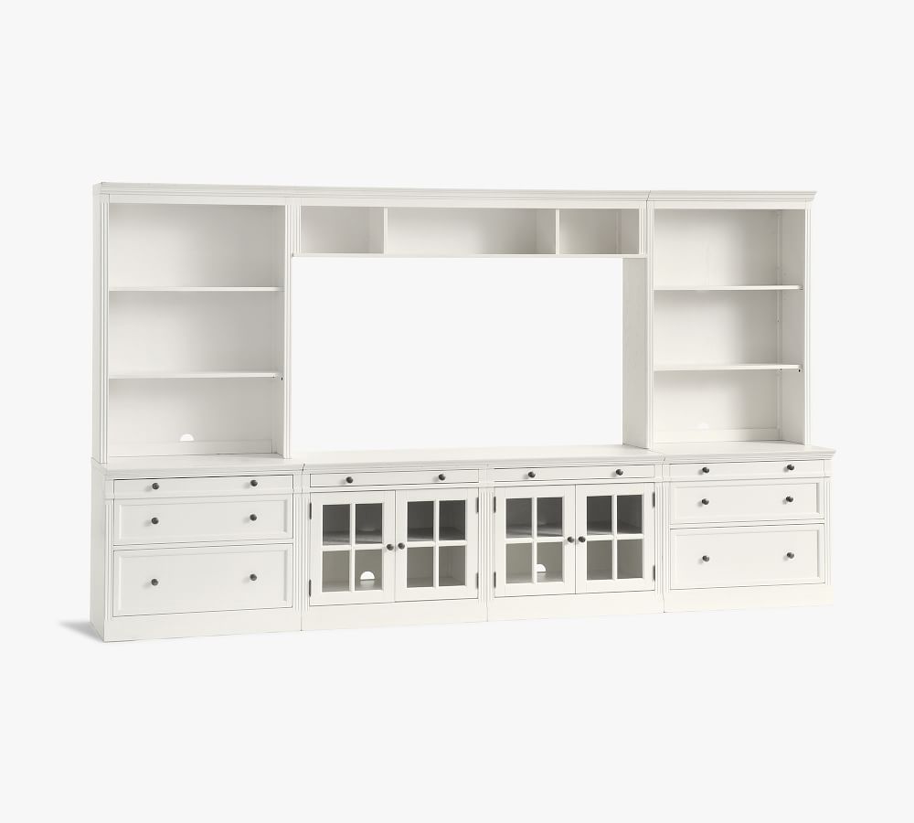 Livingston 7Piece Entertainment Center with Glass Gray Wash