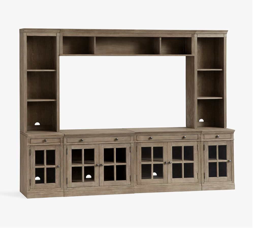 Livingston 7Piece Entertainment Center with Glass Gray Wash