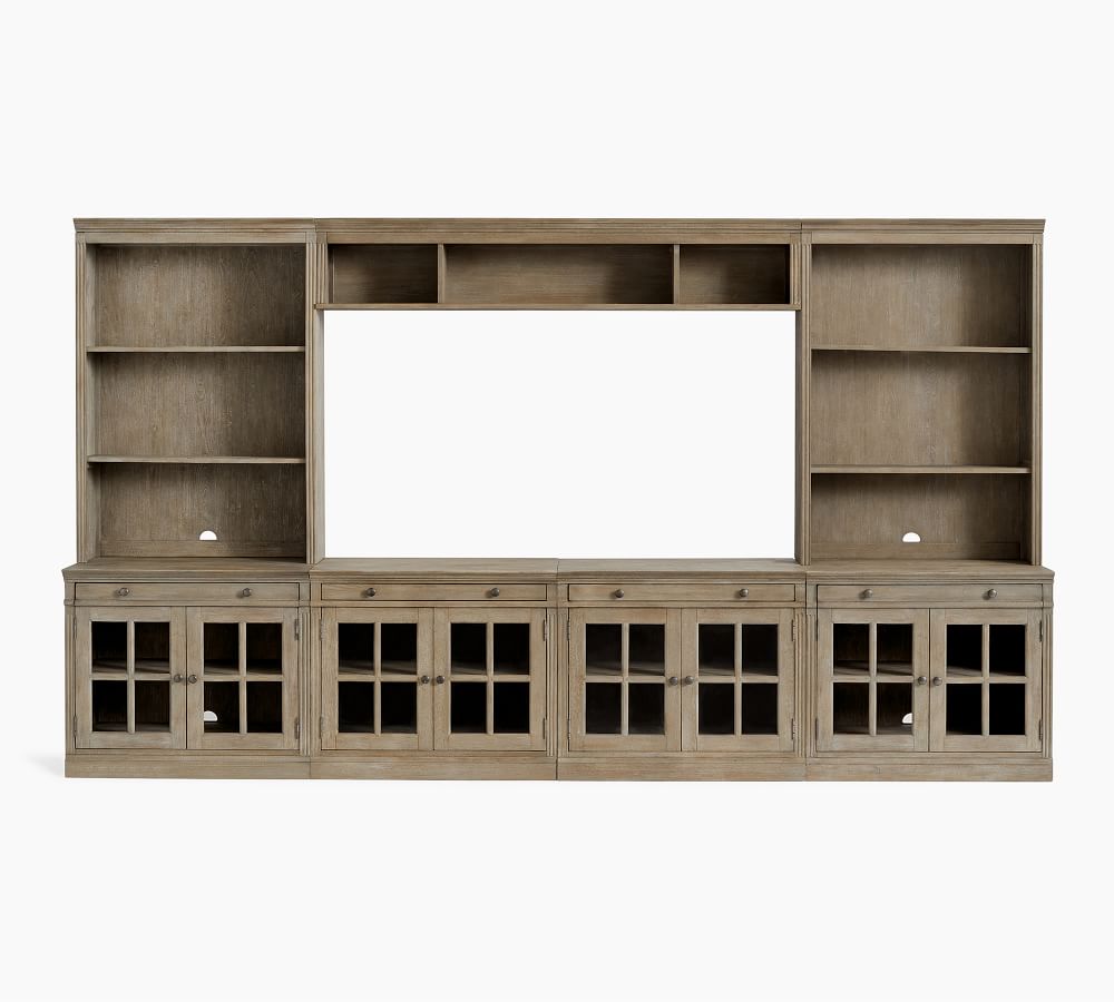 Livingston 7Piece Entertainment Center with Glass Gray Wash