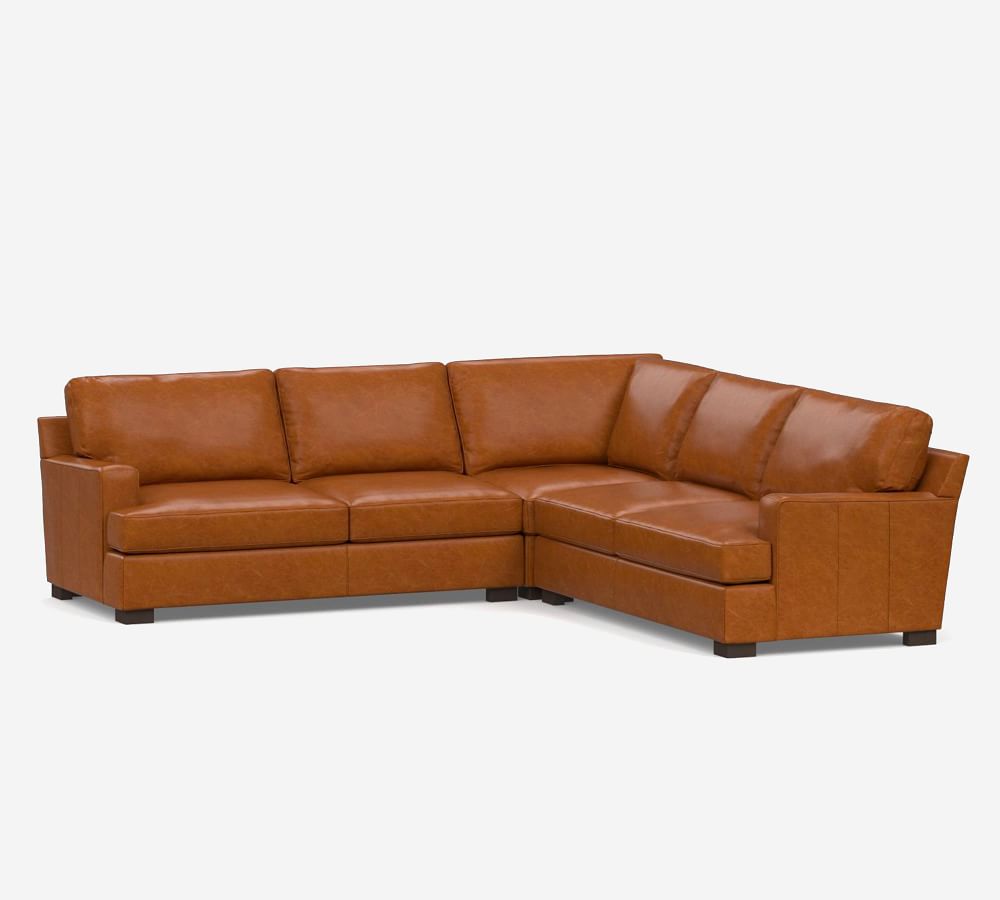 Townsend Square Arm Leather 3Piece LSectional Pottery Barn