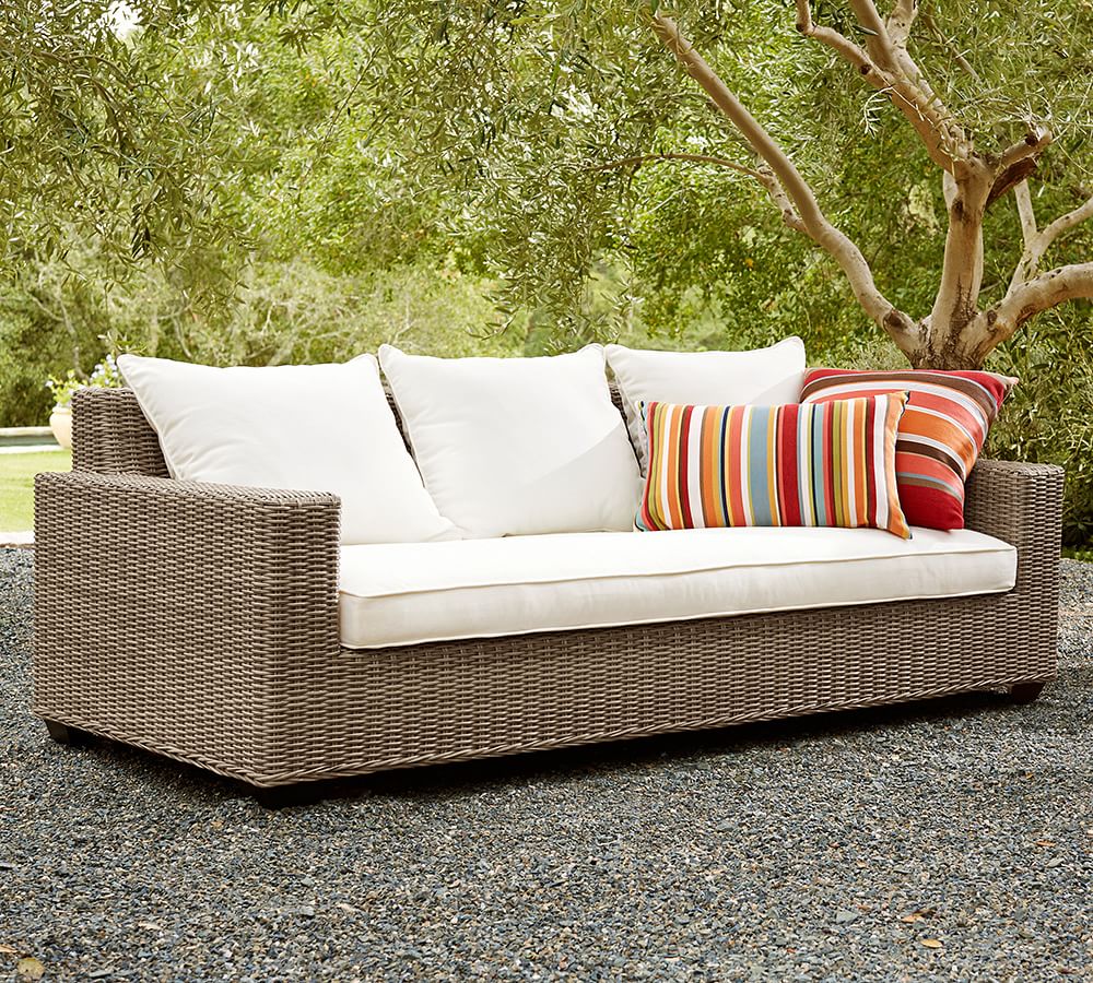 Torrey AllWeather Wicker SquareArm Outdoor Sofa Pottery Barn
