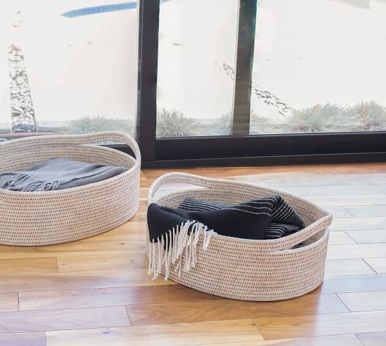 Tava Handwoven Rattan Oval Basket, Set of 2 | Pottery Barn