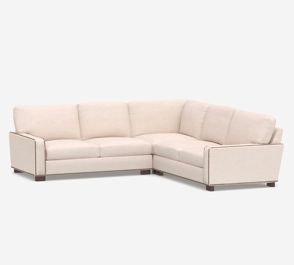Turner Square Arm Upholstered 3Piece LSectional with Nailheads