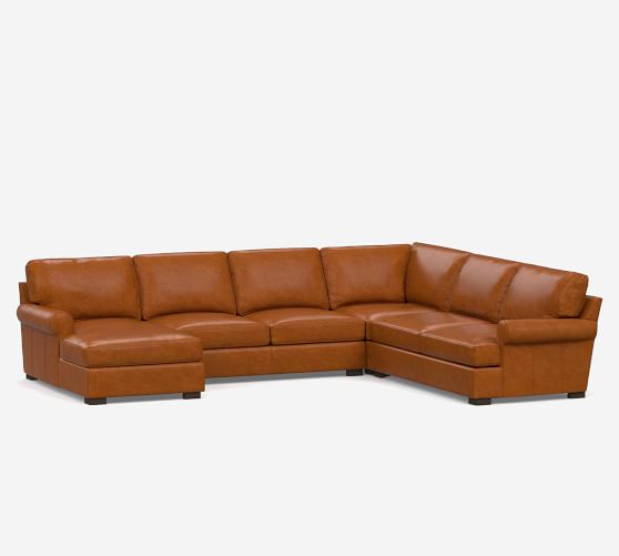 Townsend Roll Arm Leather 4 Piece, Leather Sofa Sectional Piece