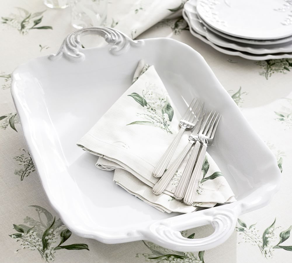 Lillian Table Settings Pearl White Rectangle Trays Sold by at Home