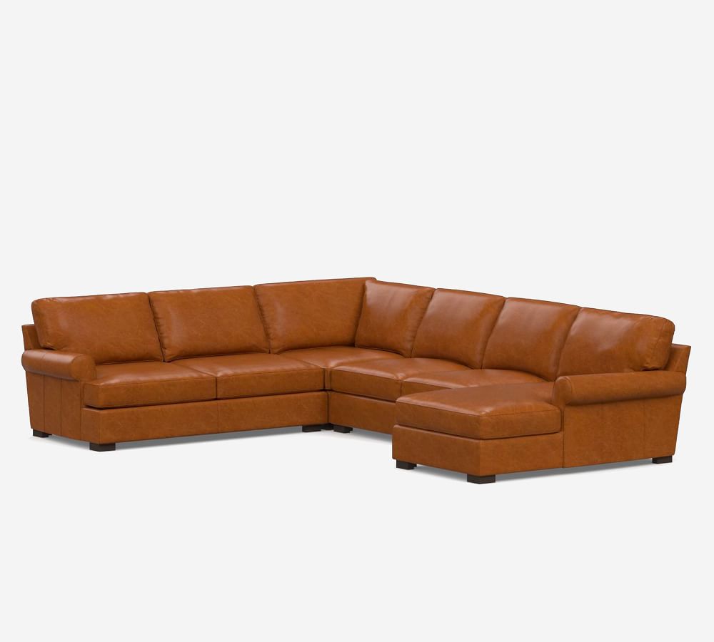 Townsend Roll Arm Leather 4Piece Chaise Sectional Pottery Barn