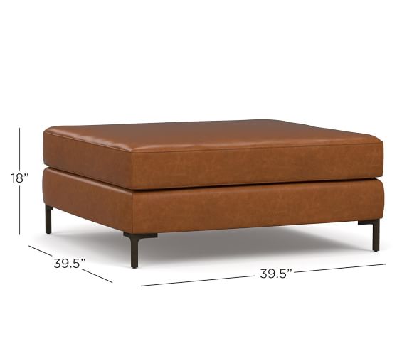 Jake Leather Sectional Ottoman, Camel Colored Leather Ottoman